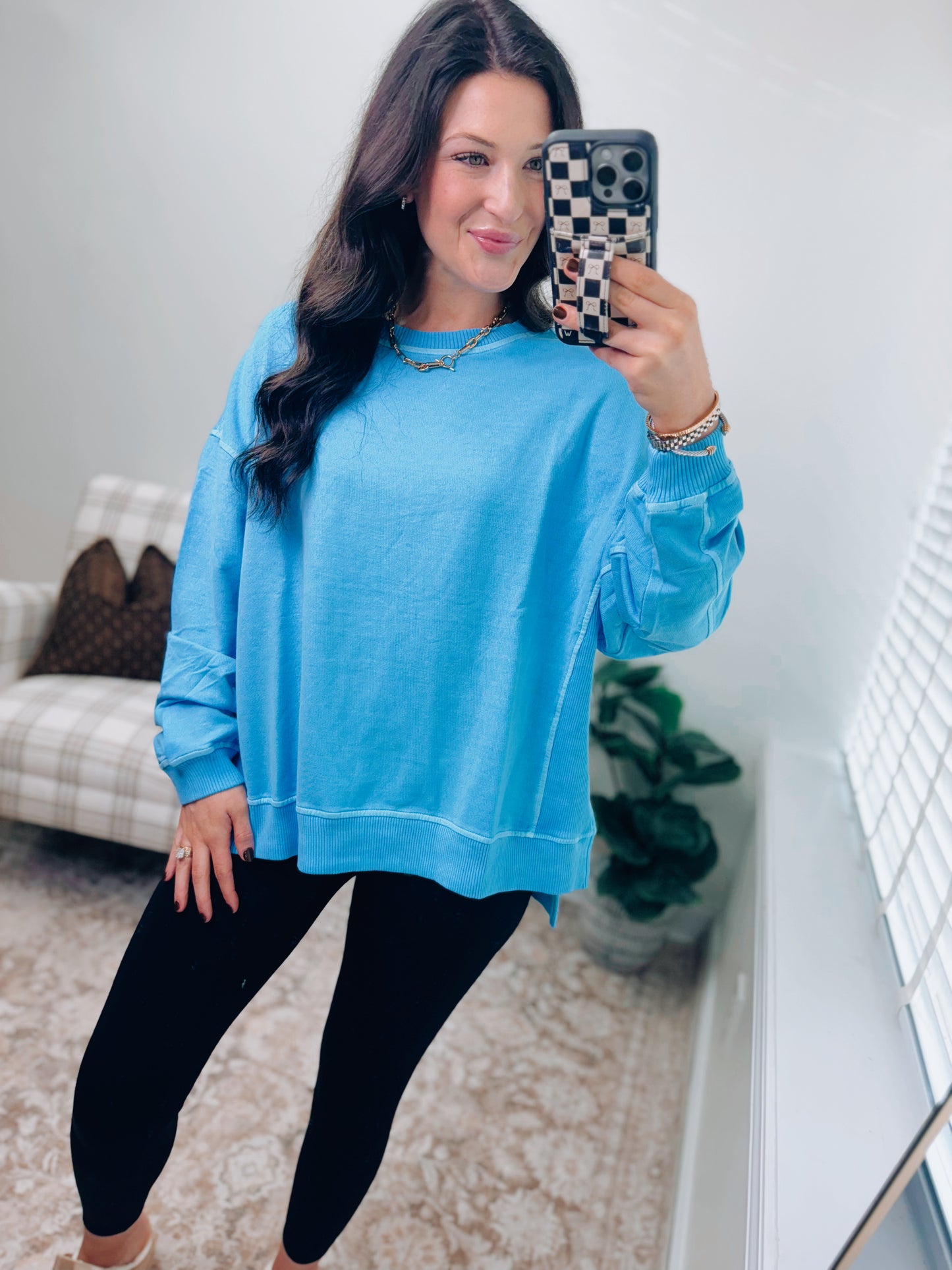 DOORBUSTER Washed Light-Weight Crewneck - Sky Blue