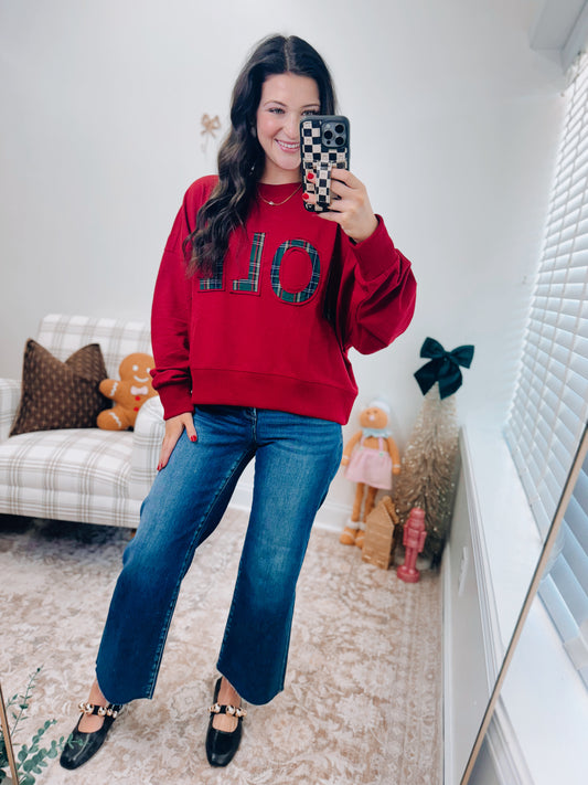 CURVY Jolly Plaid Crewneck