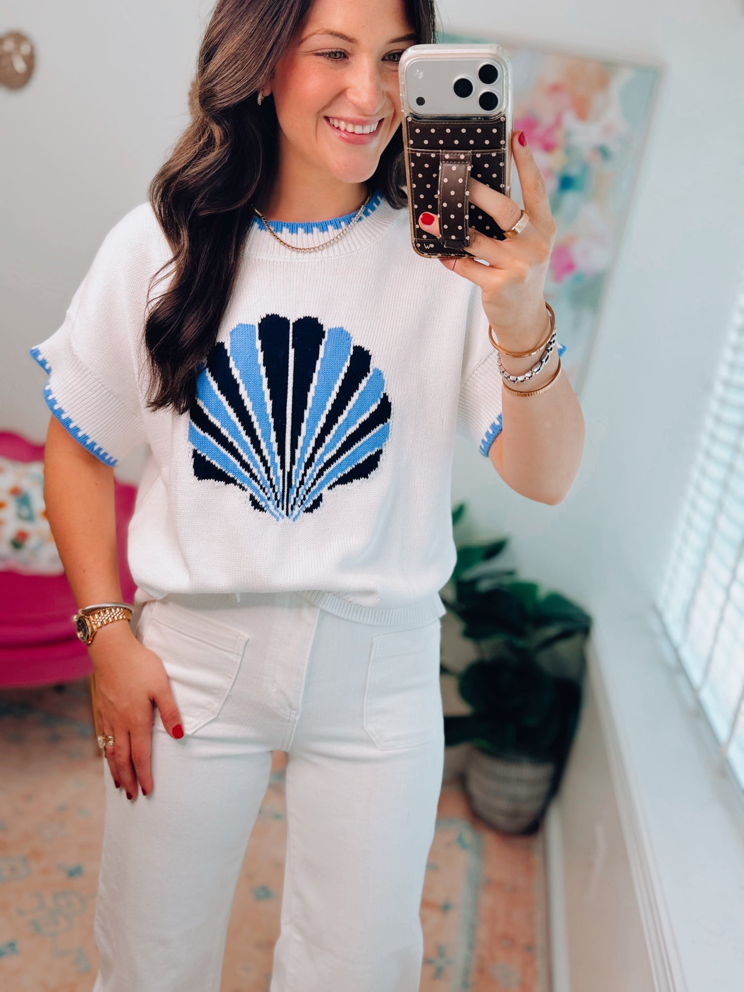 Coastal Shell Knit Top
