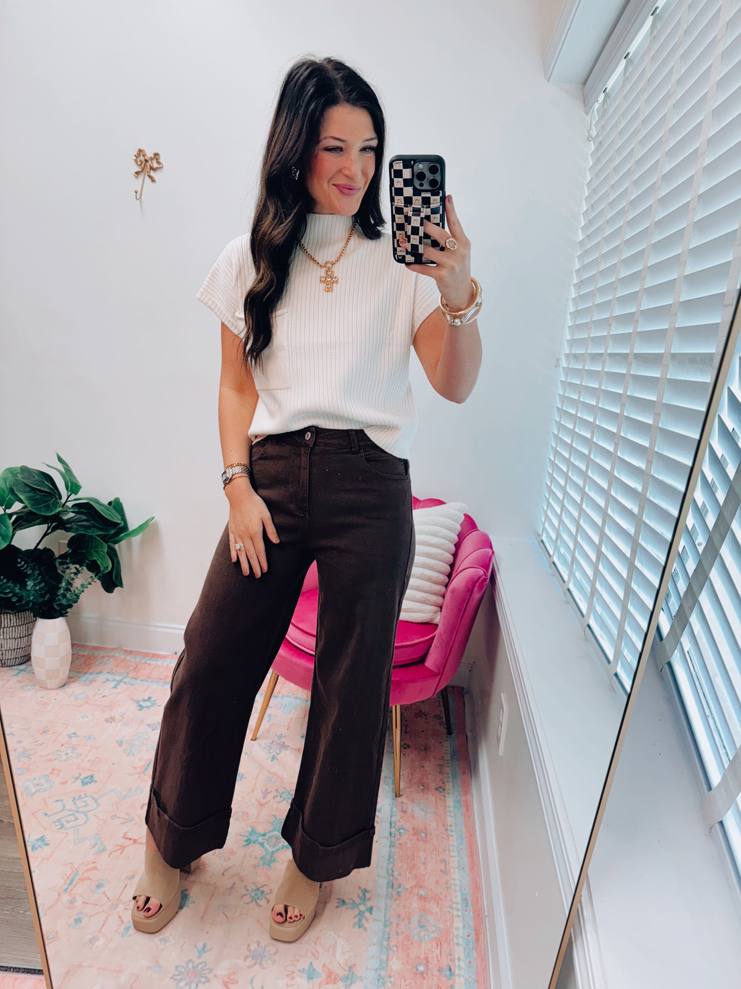Oatmeal Mock Pocket Sweater Top