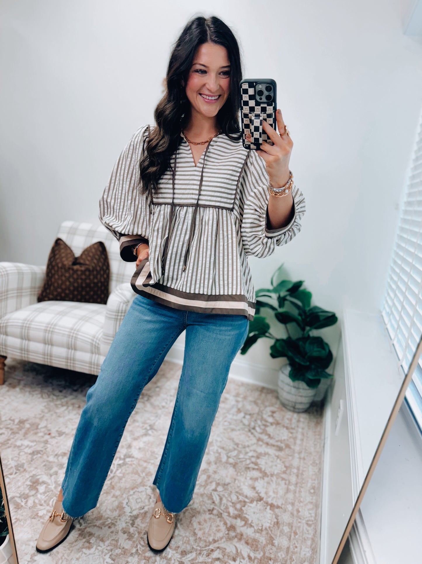 Mocha Mousse Stripe Top