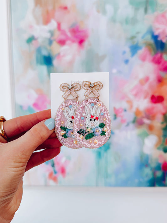 Beaded Bunny Easter Earrings