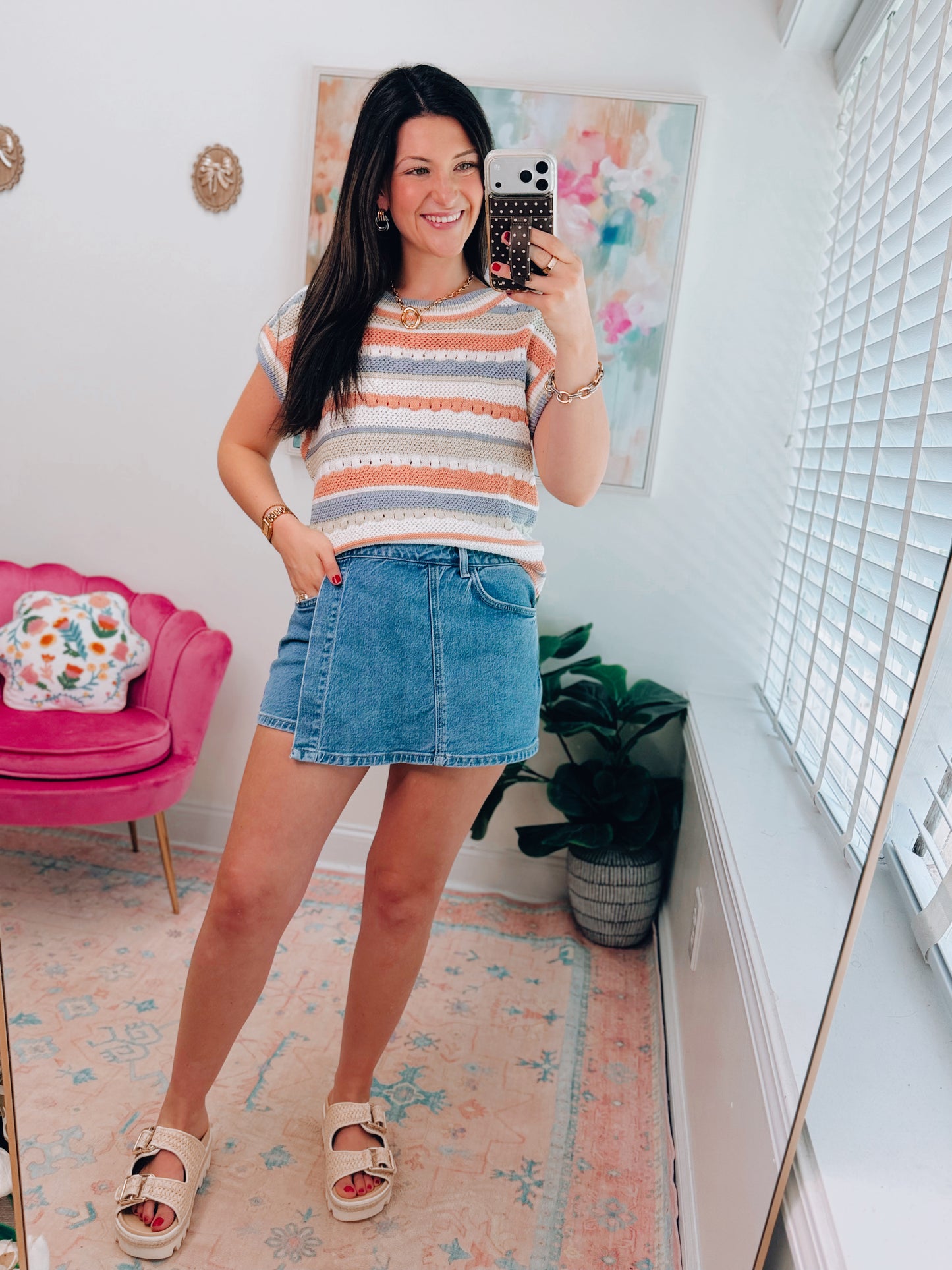 Easy Breeze Striped Crochet Top