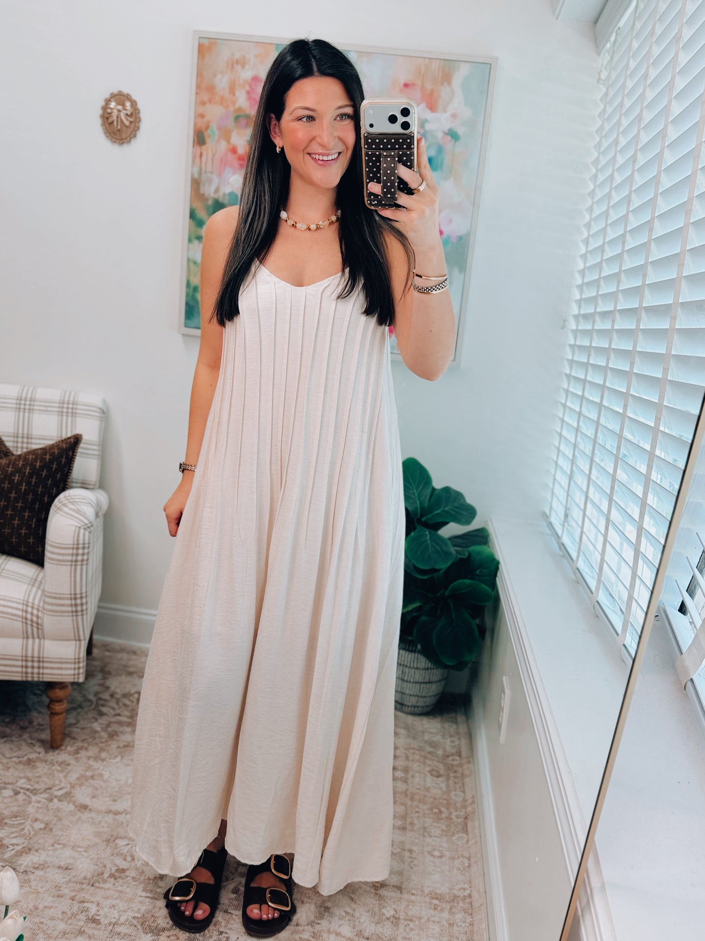 Ember Pleated Maxi Dress - Oatmeal