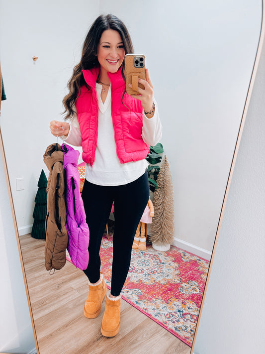 Puffer Vest - Fuchsia