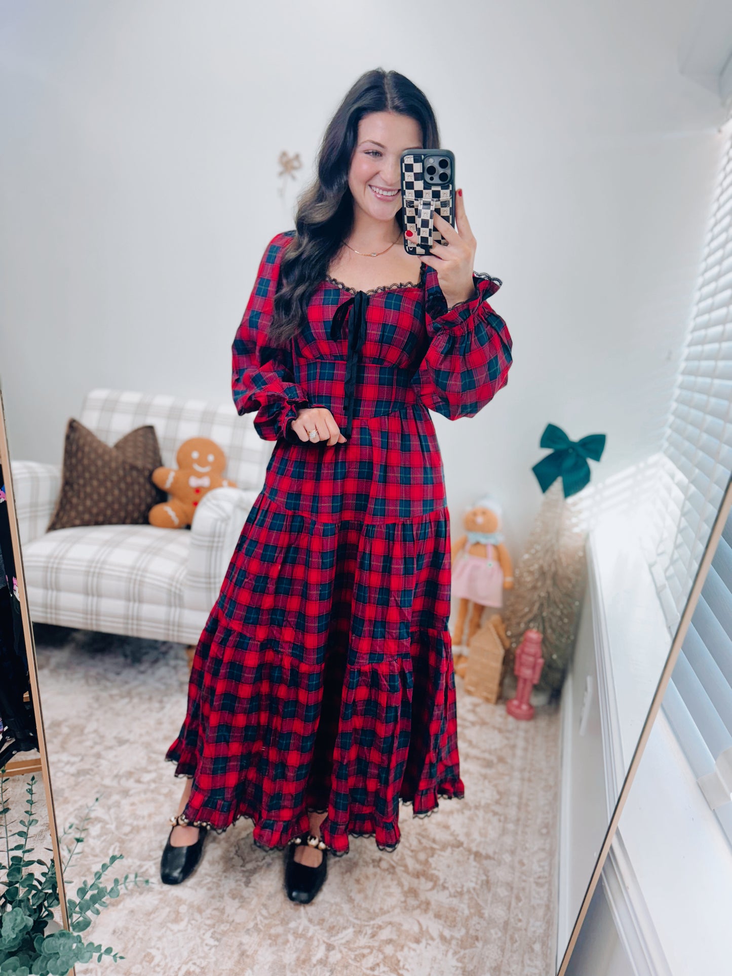 Ridge Plaid Tiered Maxi Dress