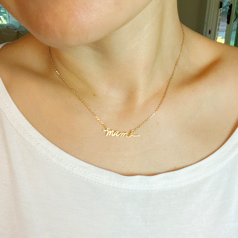 Mama Script Necklace - Gold