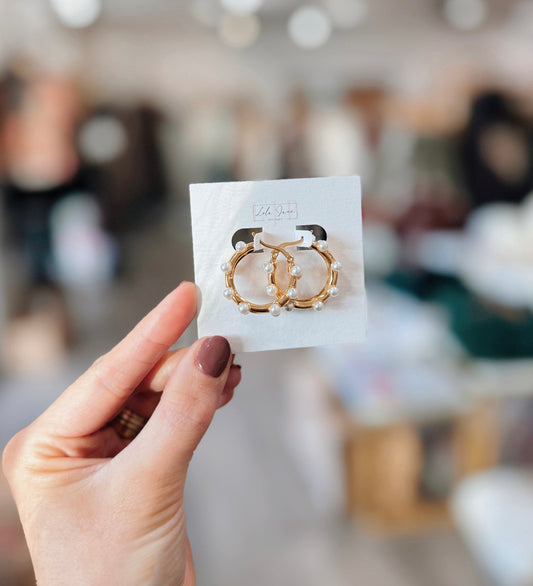 18k Gold Plated Pearl Hoops