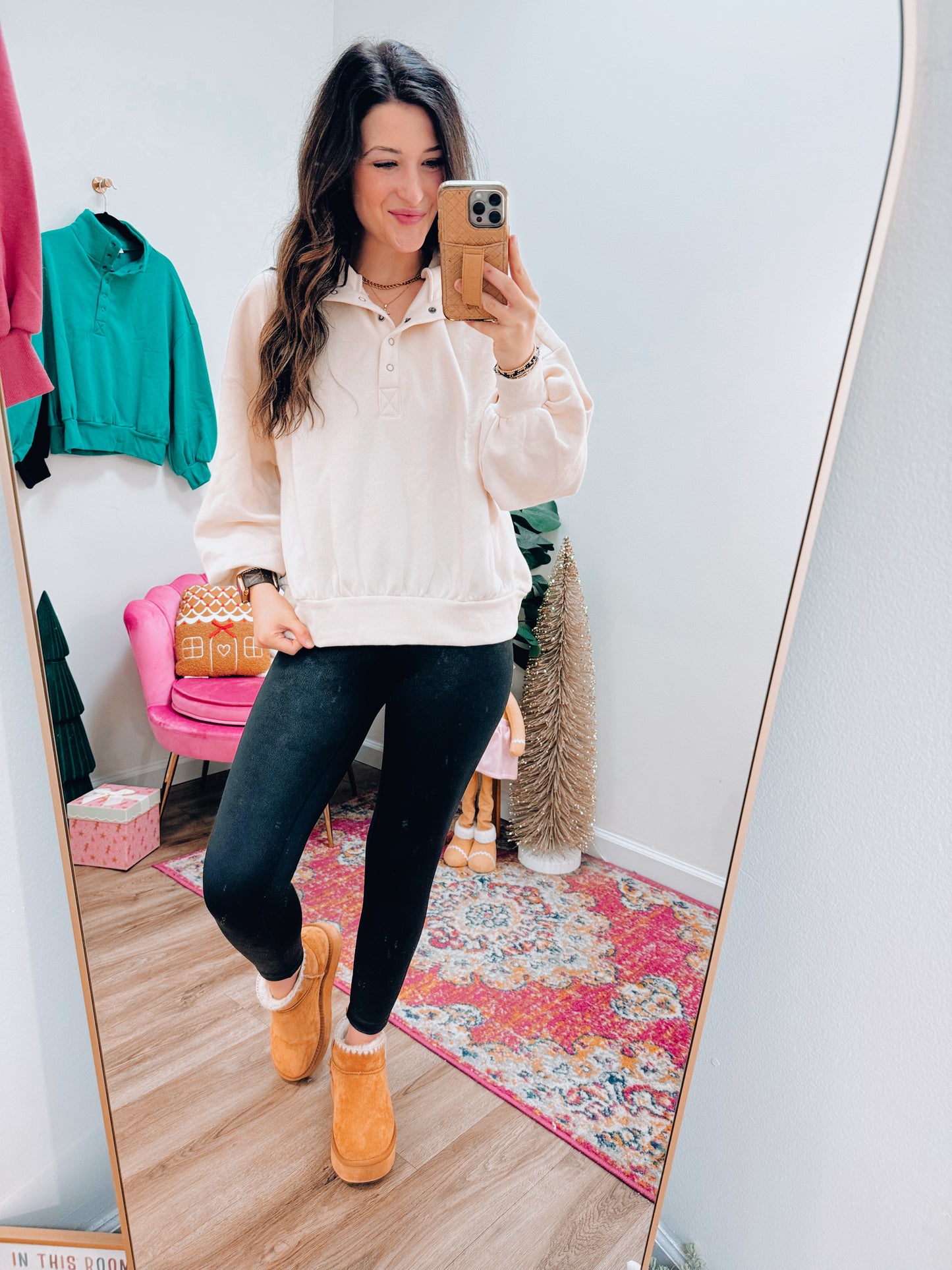 CURVY Revival Button Pullover - Cream