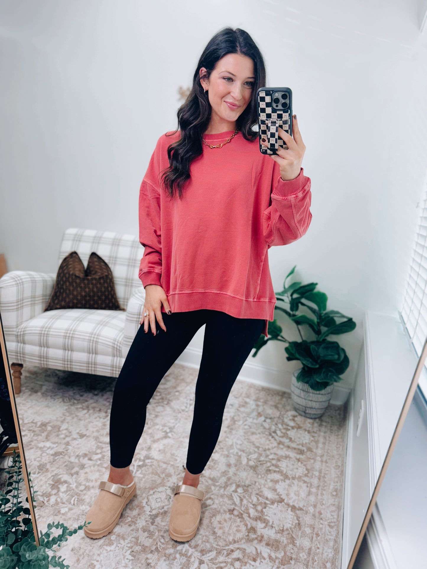 DOORBUSTER Washed Light-Weight Crewneck - Ruby