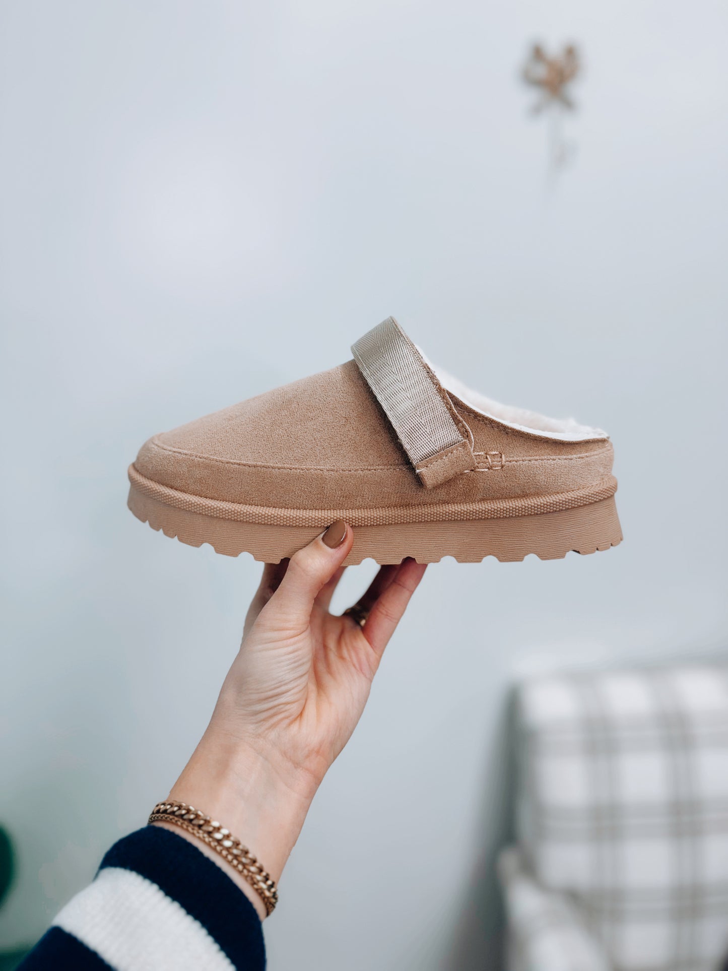 Golden Suede Slipper Clogs