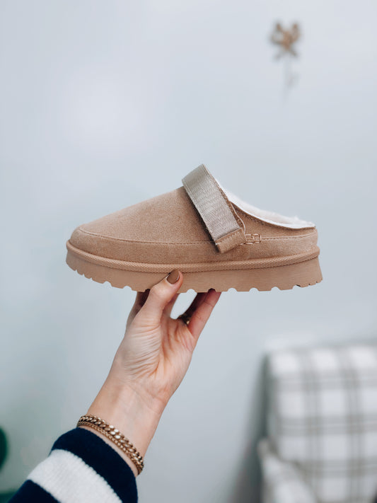 Golden Suede Slipper Clogs