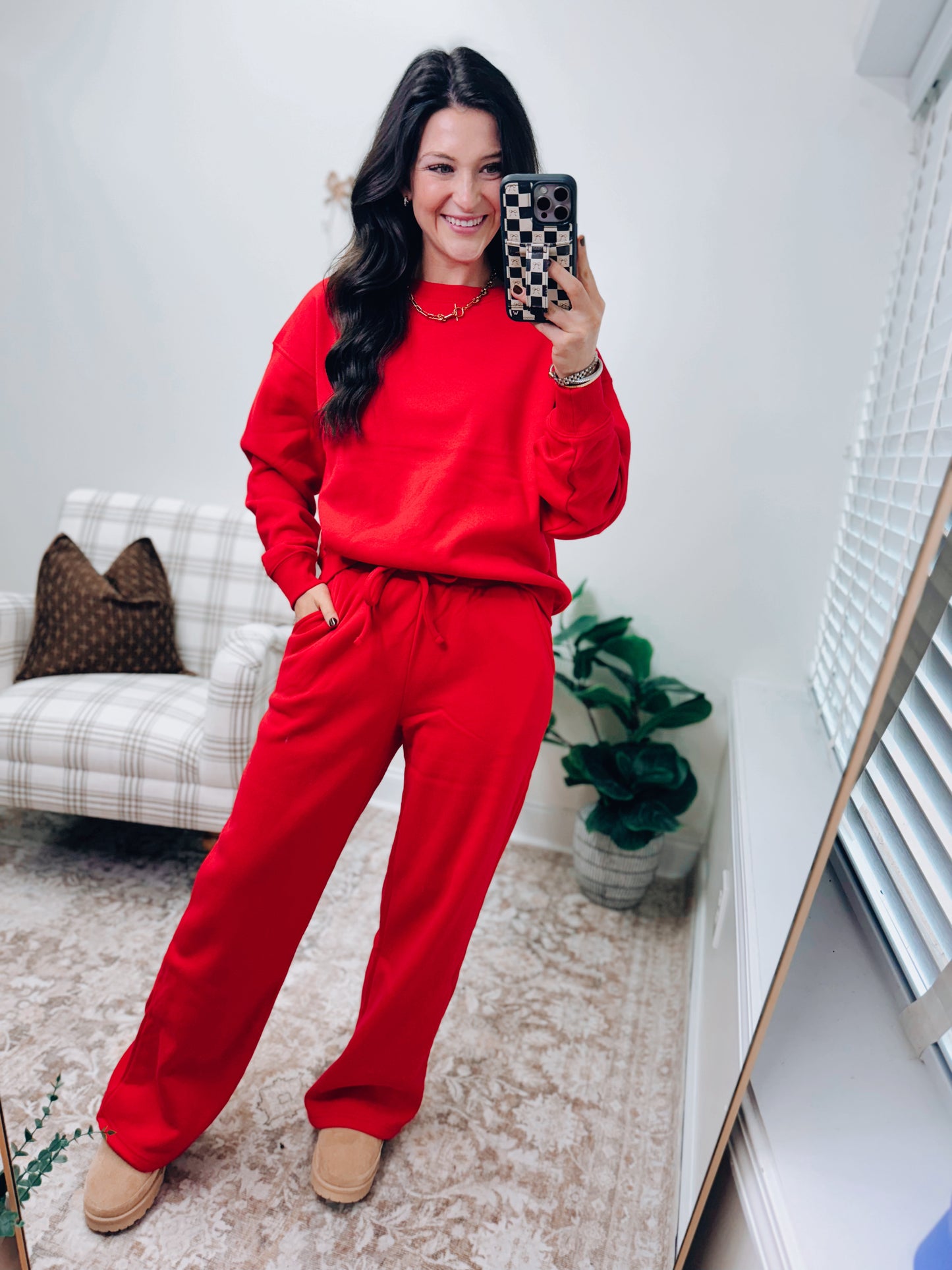 DOORBUSTER Crewneck Comfy Pants Set - Red