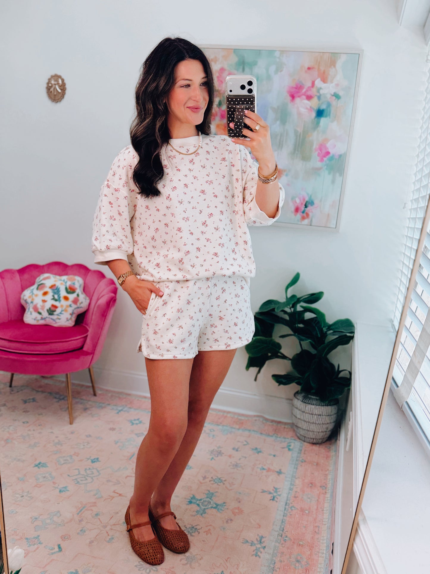 Ditsy Floral Crewneck Shorts Set