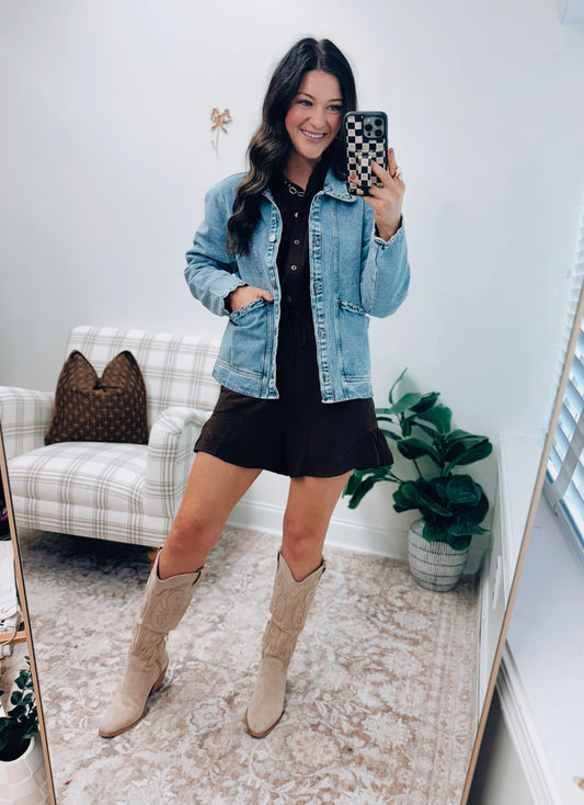 Scallop Trim Denim Jacket