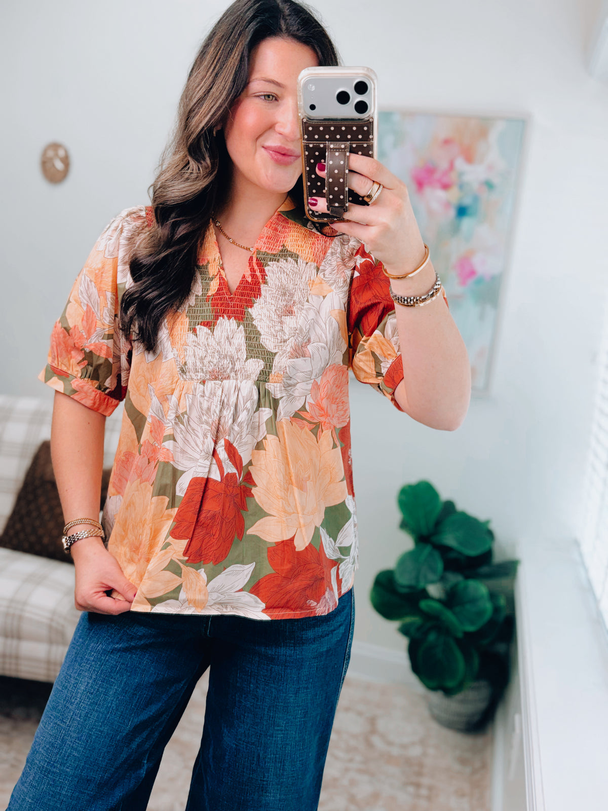 Sadie Fall Floral Smocked Top