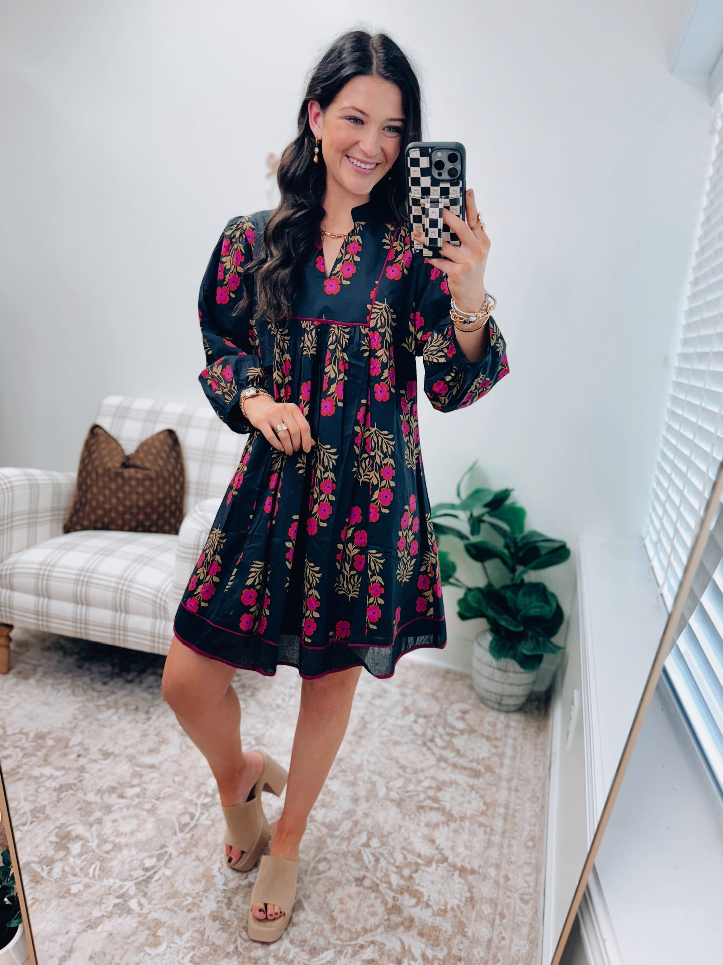 Black Mix Babydoll Mini Dress