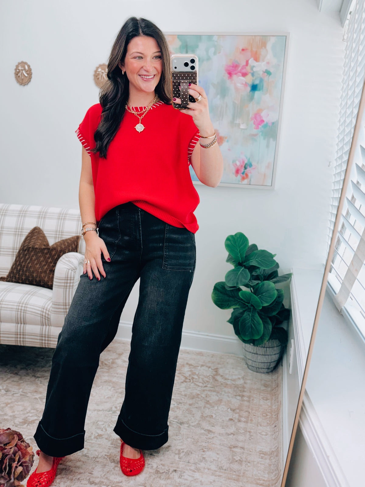 CURVY Ruby Stitched Knit Top
