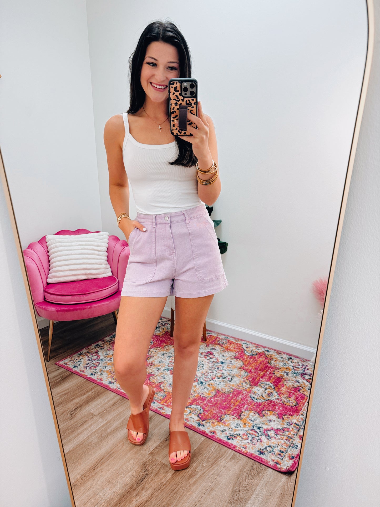 Sully High Waisted Denim Shorts - Lavender