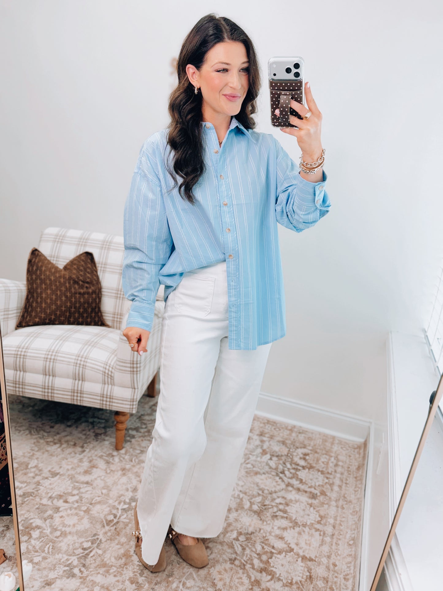 Posie Striped Button Down Top