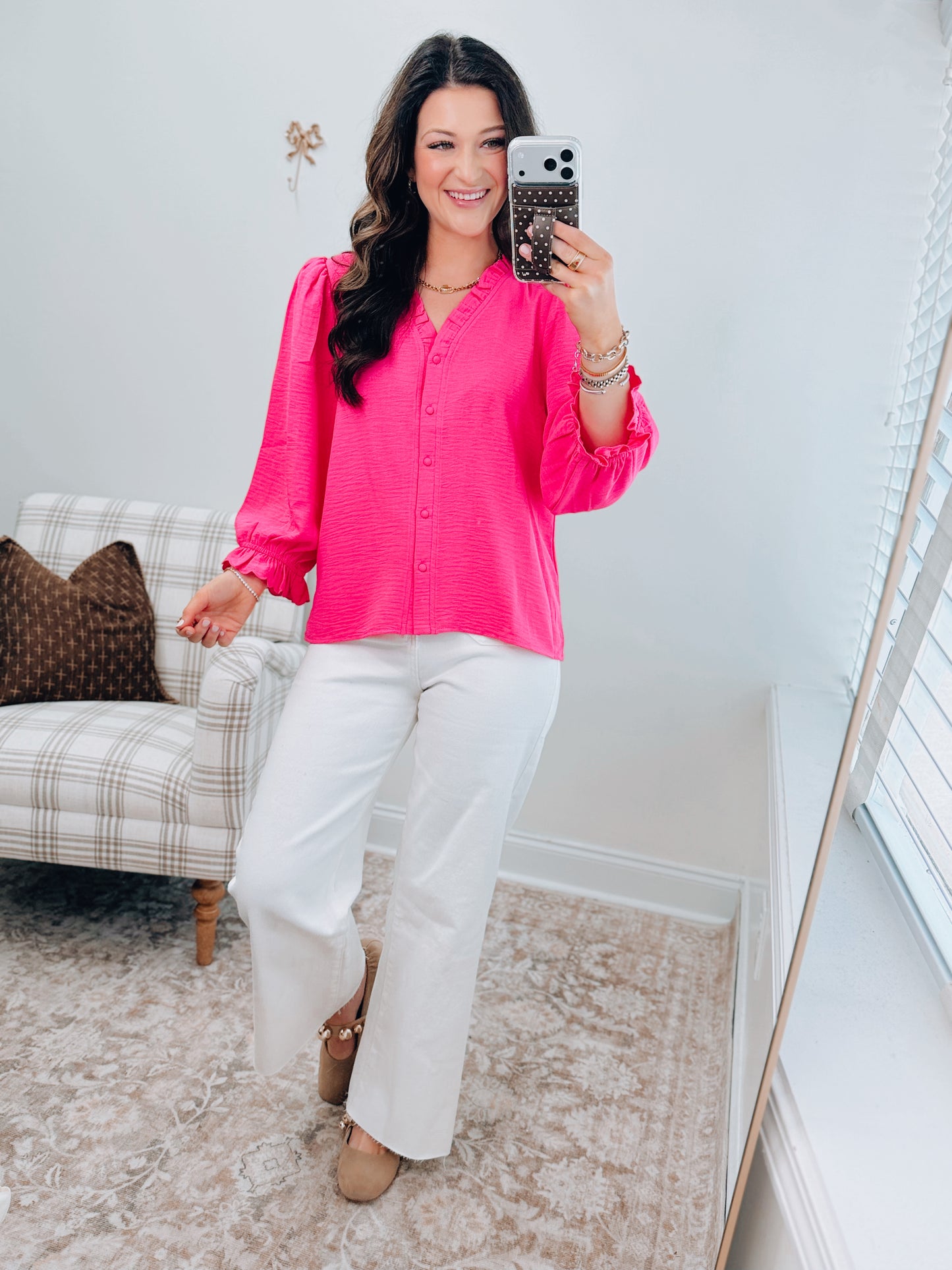 Indie Pink Ruffle Top