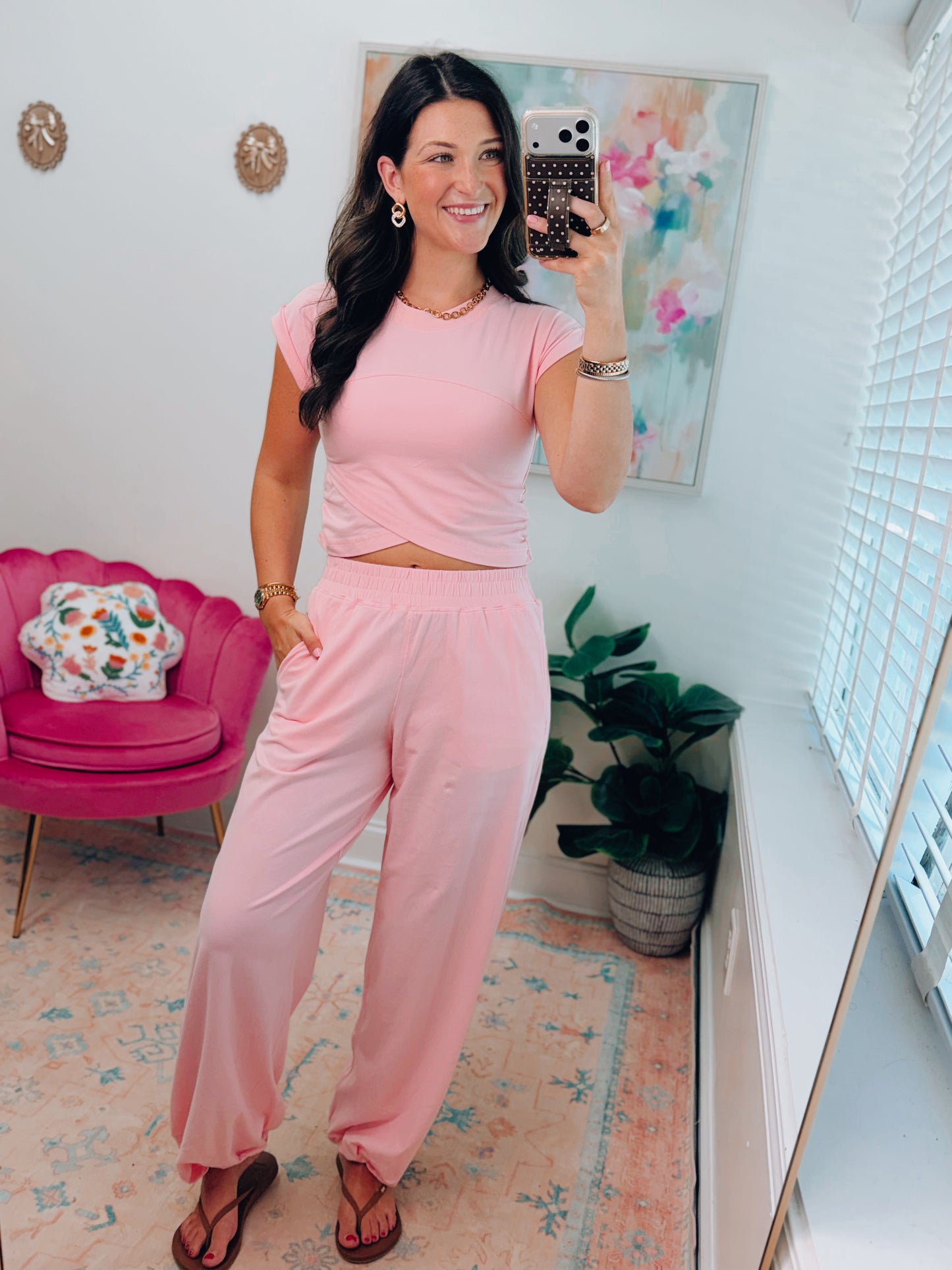 Baby Pink Crossover Pants Set