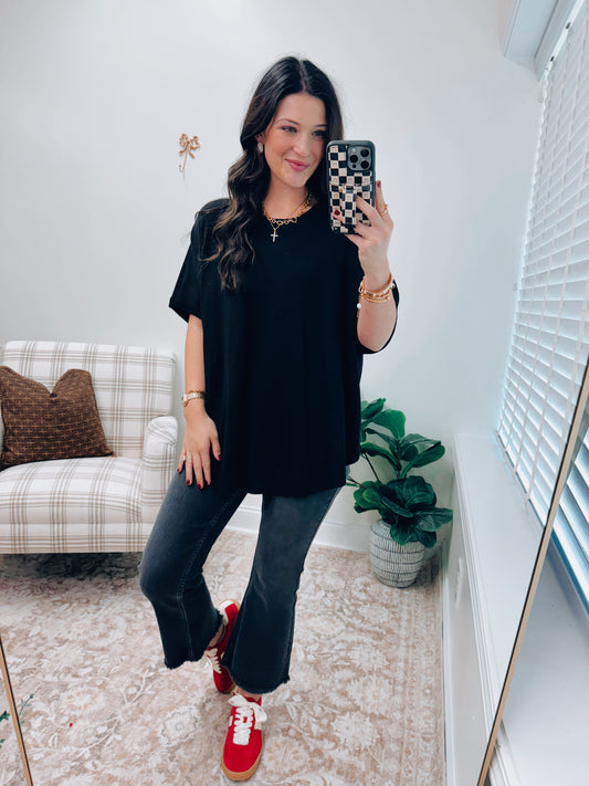 Wilder Oversized Knit Top - Black
