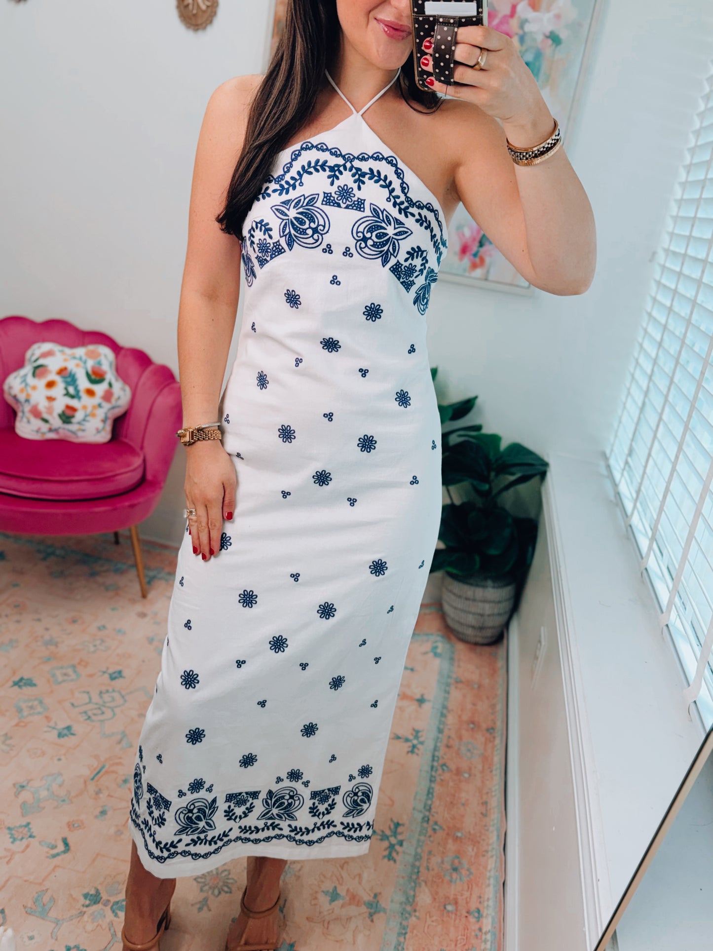 Coast Embroidered Halter Midi Dress