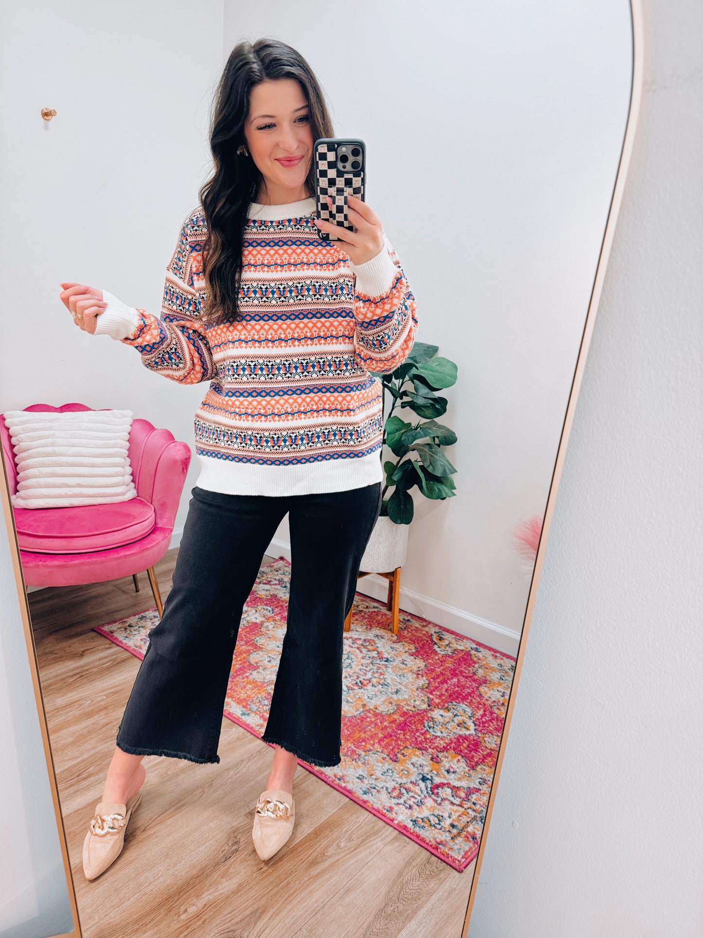 Aztec Drop Shoulder Sweater