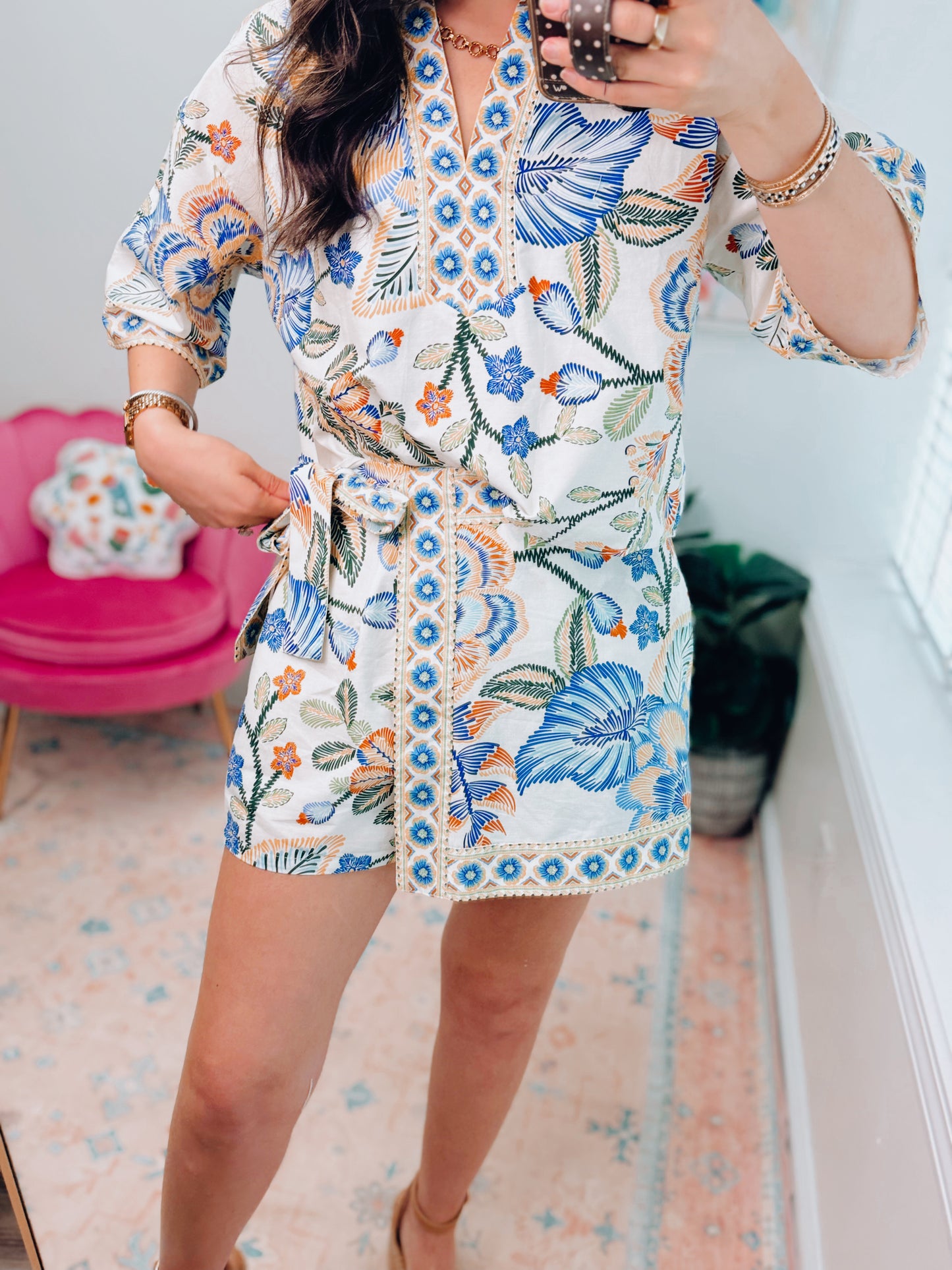 Tropical Escape Skort Set - Blue