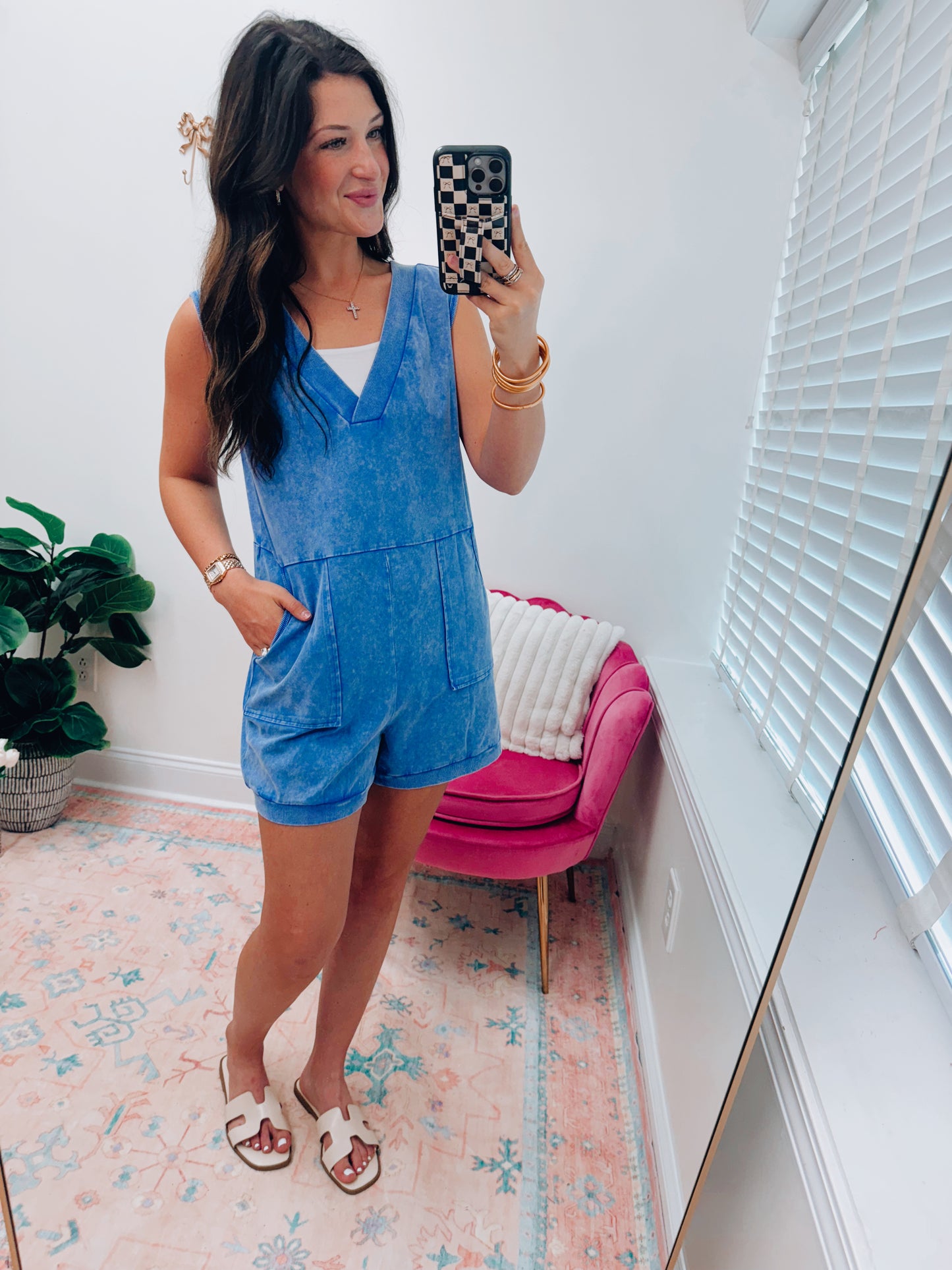 Ray Mineral Wash Front Pocket Romper