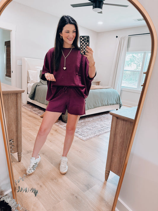 Malibu Fall Vintage Edge Shorts Set - Plum