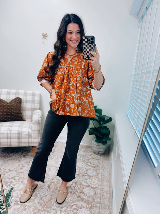 Elle Caramel Print Top