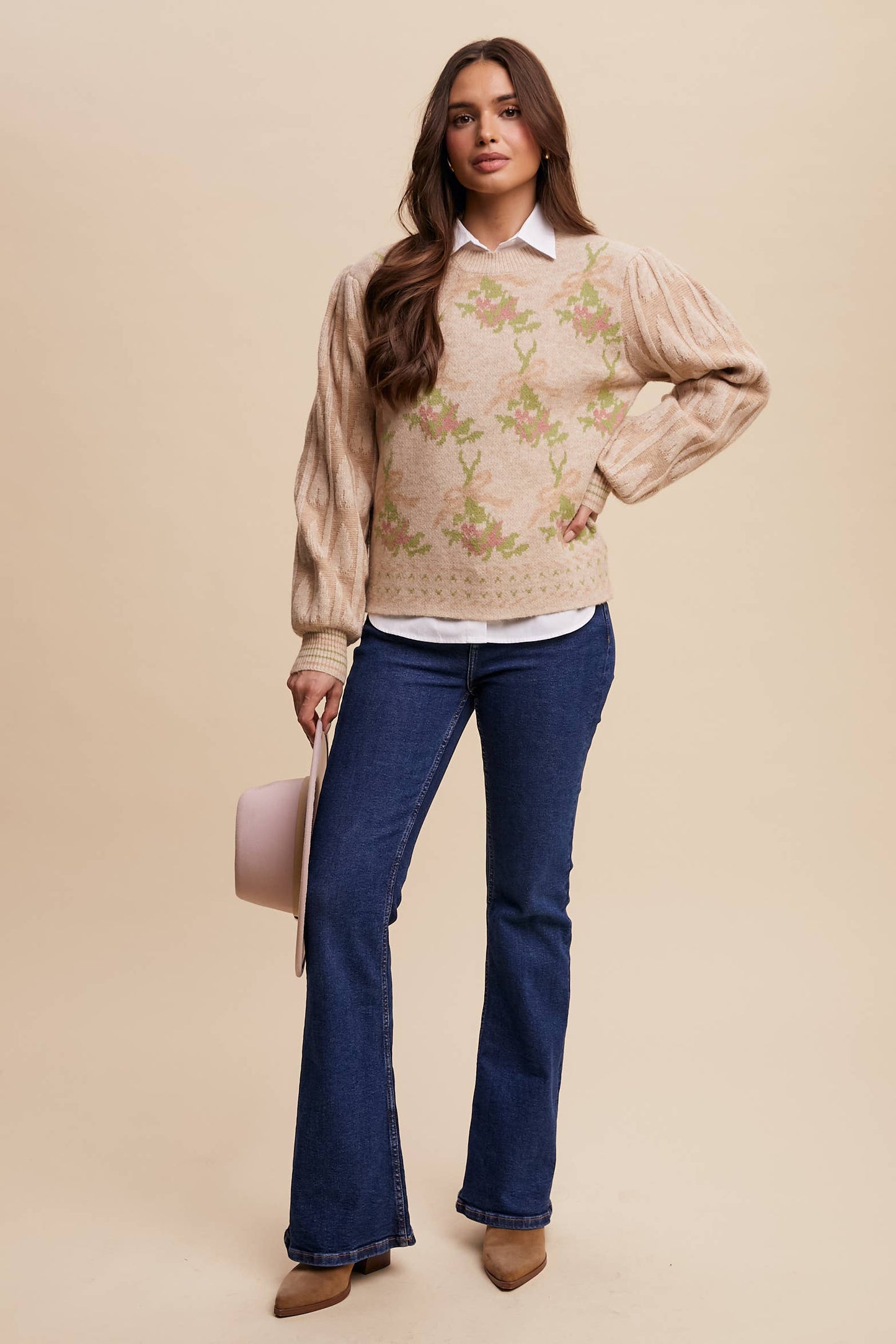 Ribbon Christmas Tree Sleeve Sweater