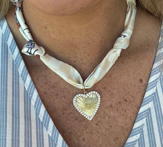 Rhinestone Heart Scarf Necklace