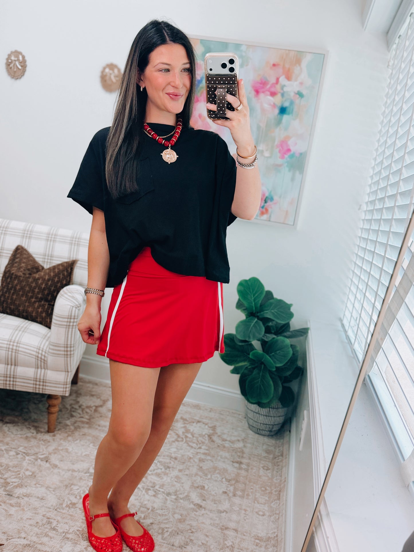 Active Stripe Butter Skort - Red