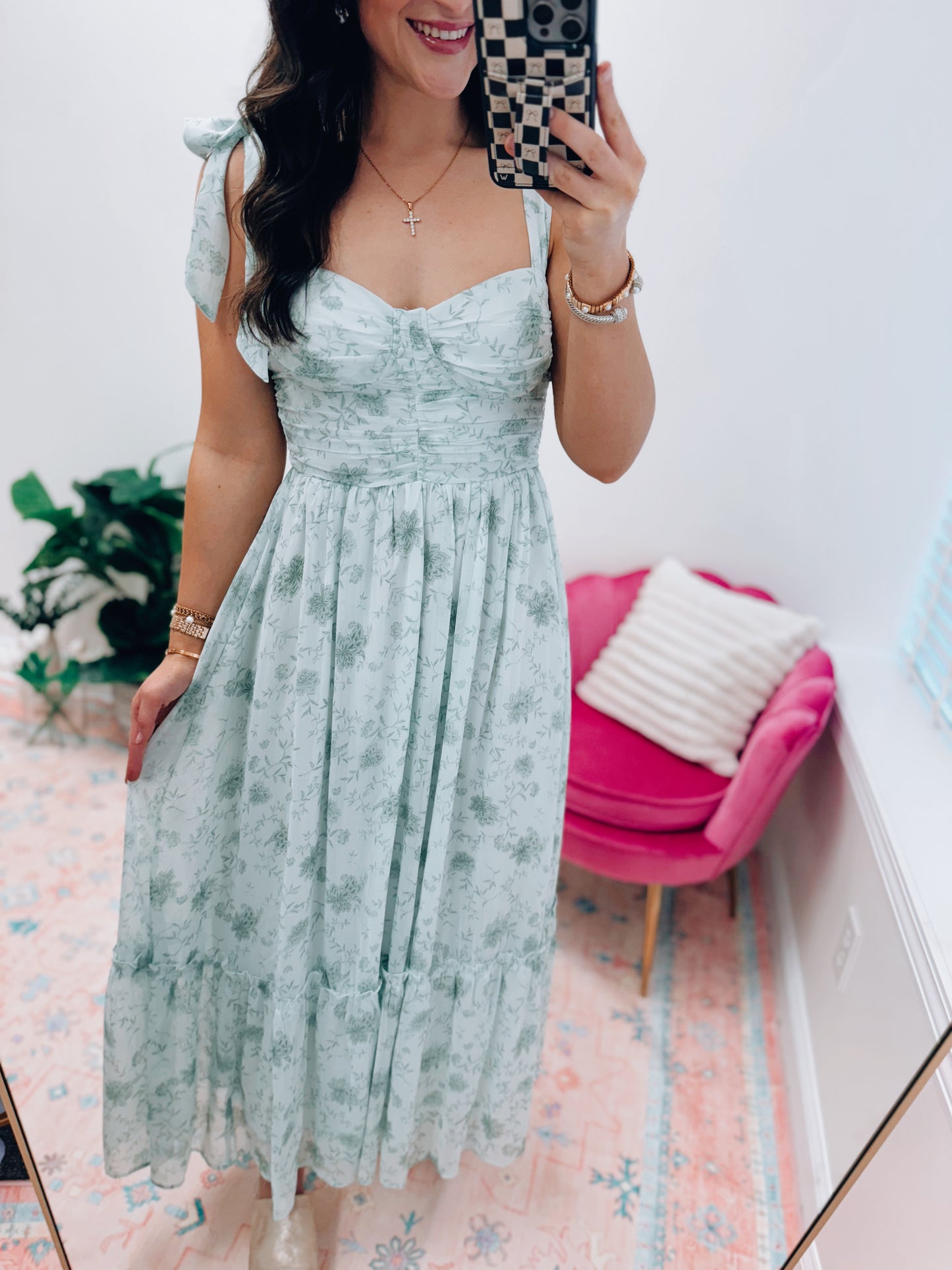 Floral Sweetheart Garden Dress - Green