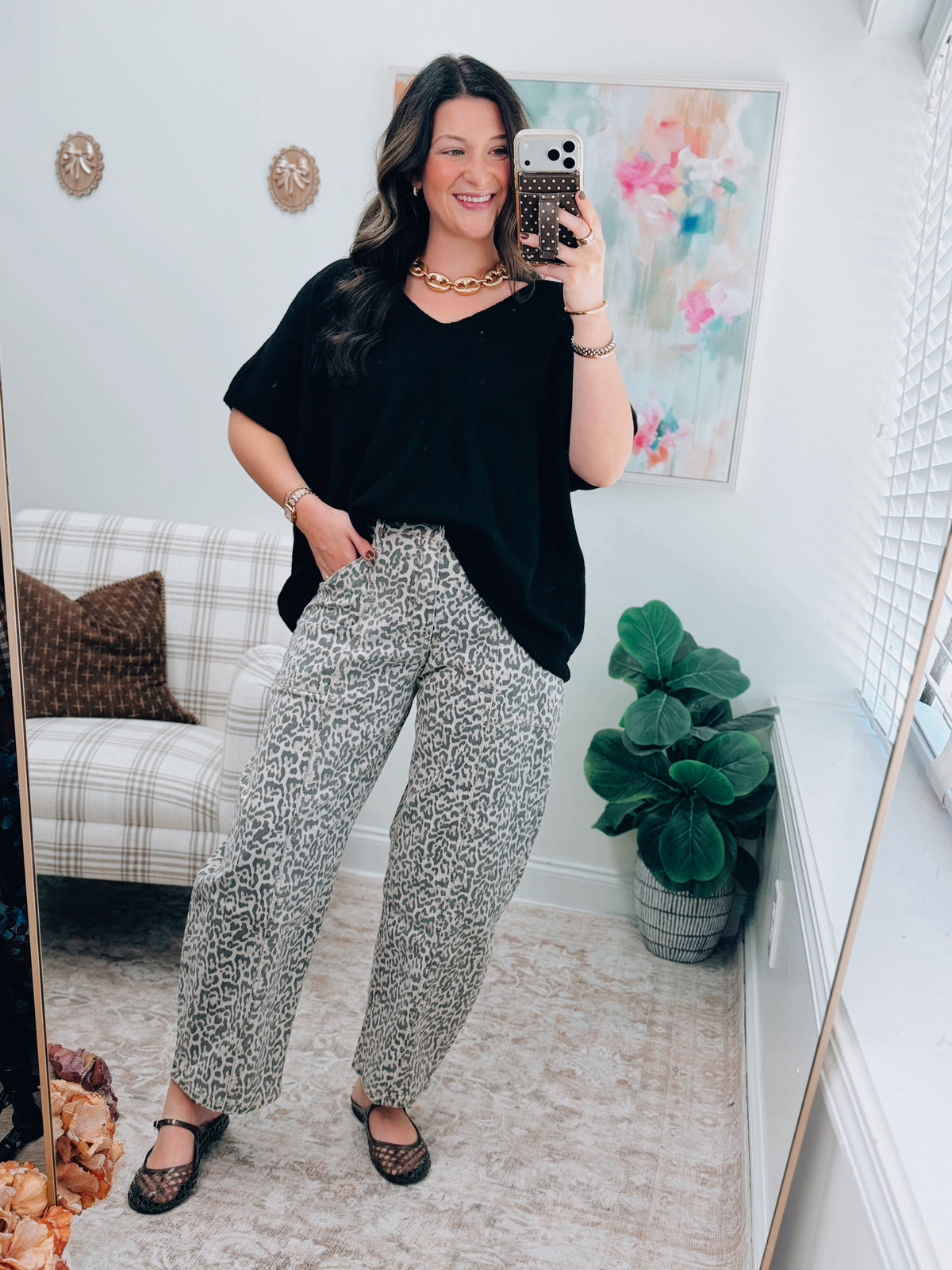 Wild Side Leopard Stretch Barrel Denim