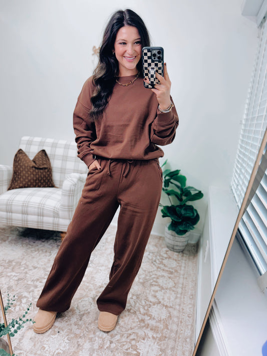 DOORBUSTER Crewneck Comfy Pants Set - Brown