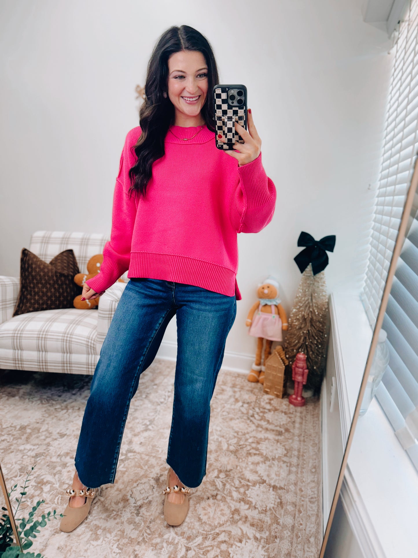 Mercer Mock Neck Ribbed Sweater - Pink