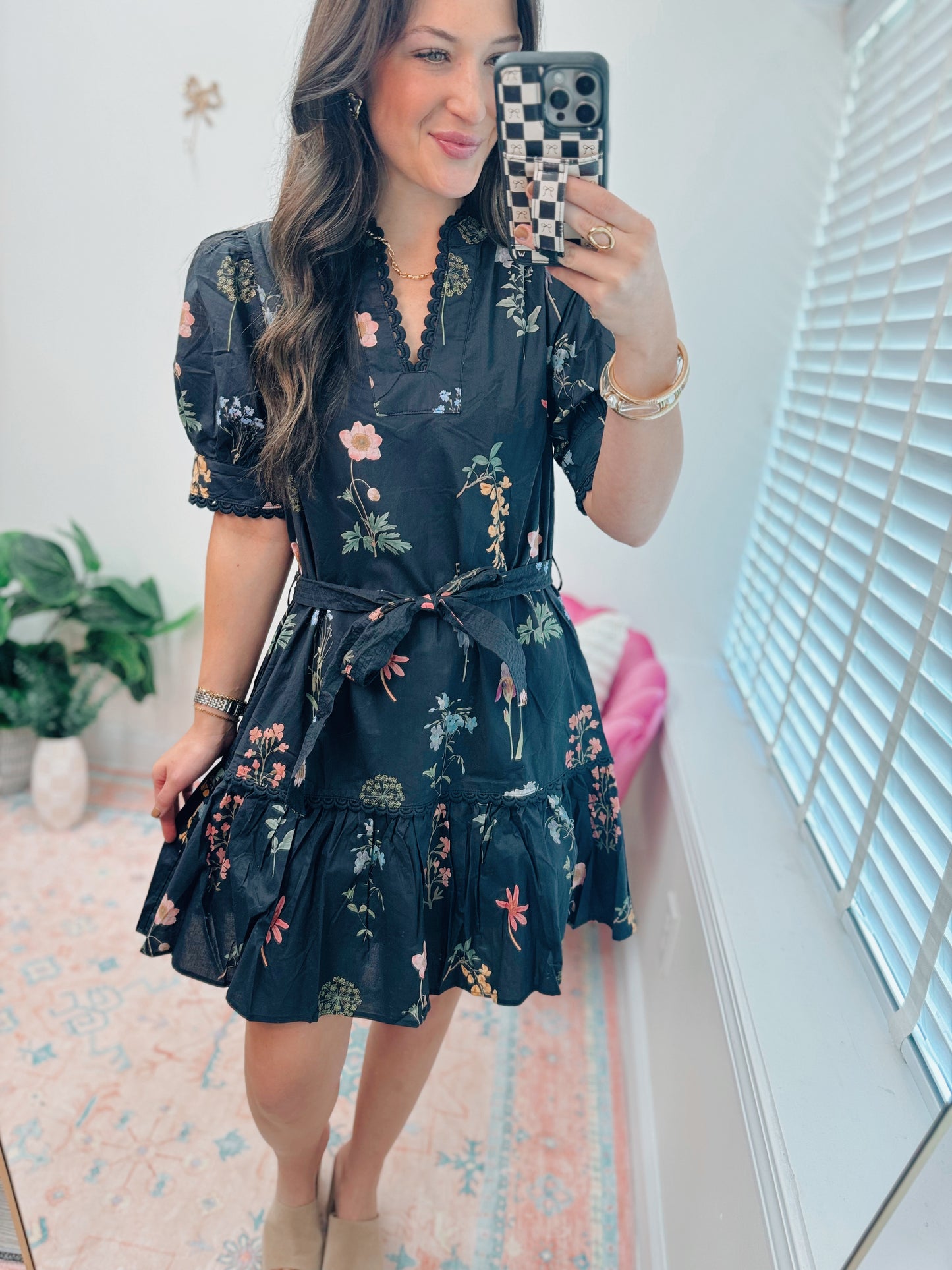 Marlow Fall Floral Scallop Mini Dress