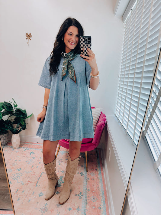Knox Denim Collar Mini Dress