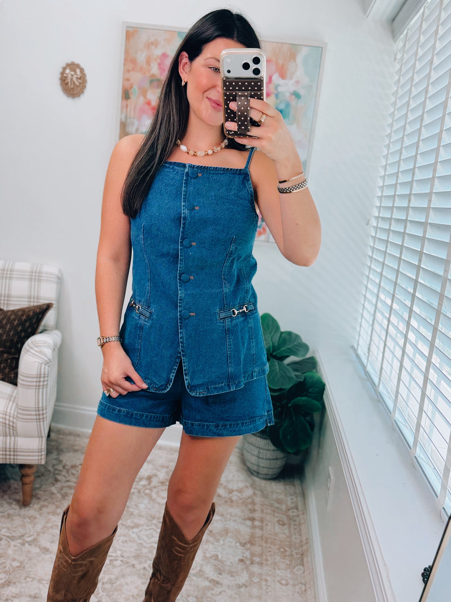 Wren Horsebit Button Denim Top