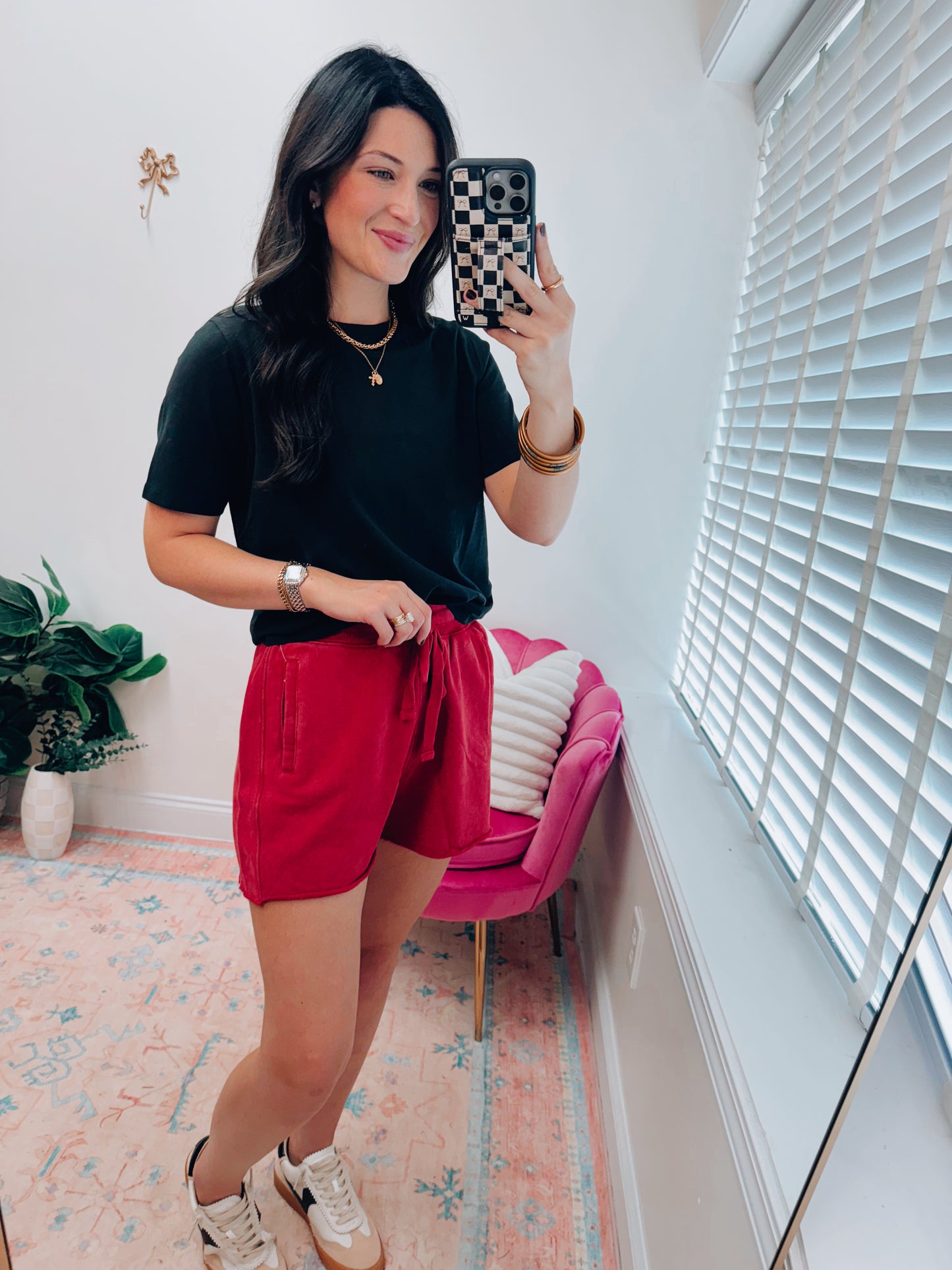 Mineral Wash Luxe Shorts - Garnet