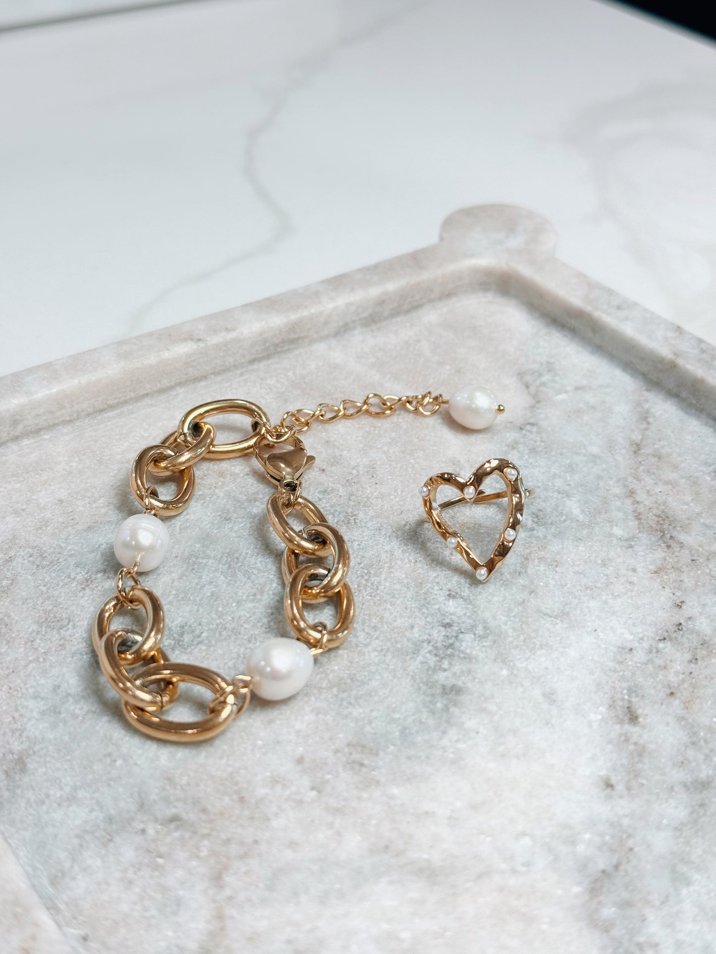 Rhea 18k Gold Plated Pearl Link Bracelet