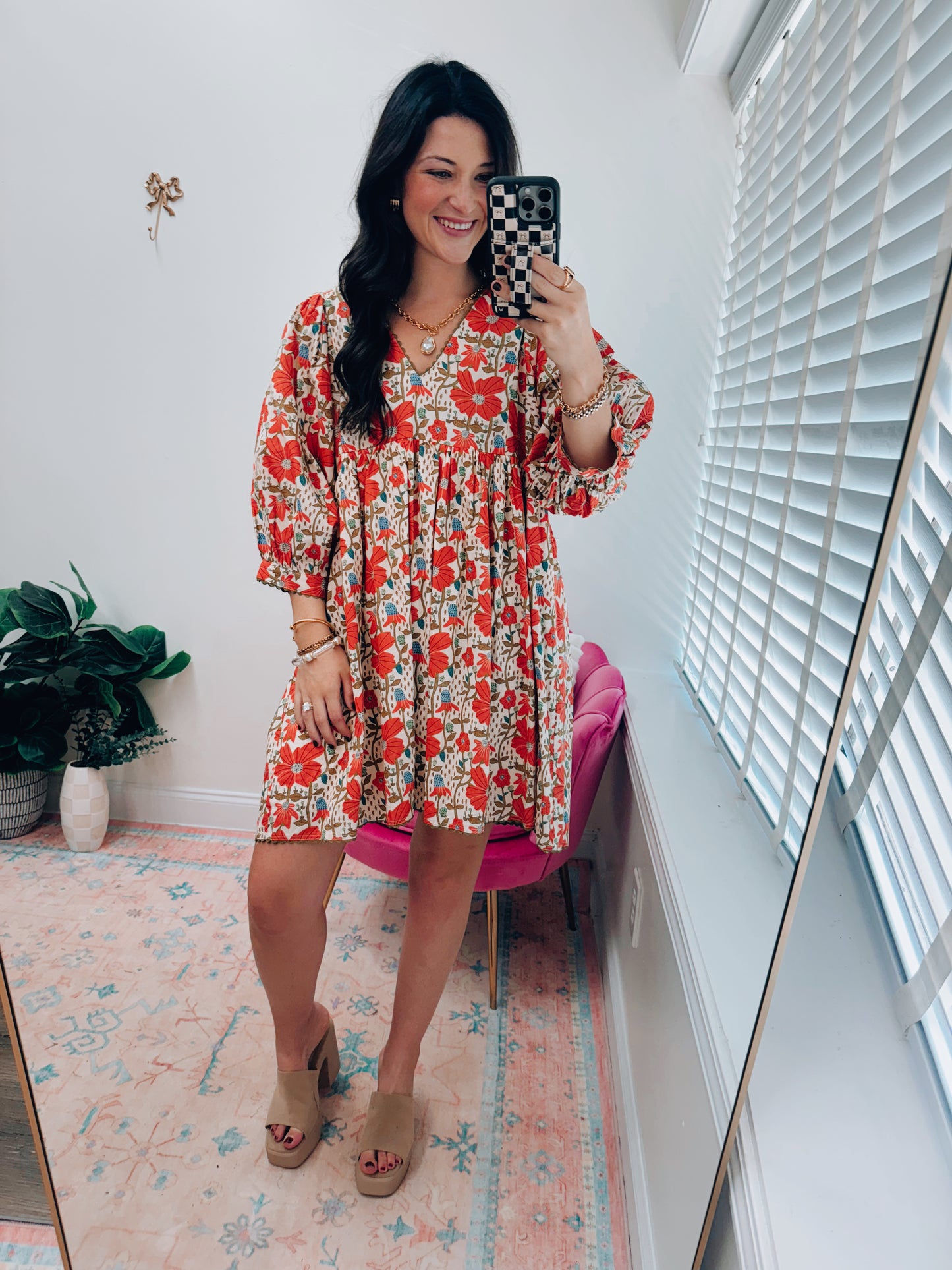 Sheena Floral Scallop Mini Dress