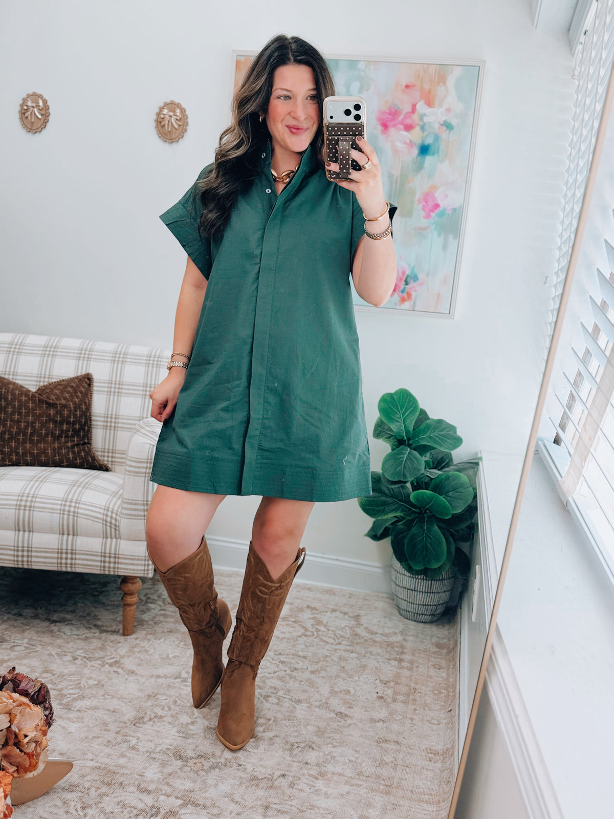 Forest Linen Mini Dress