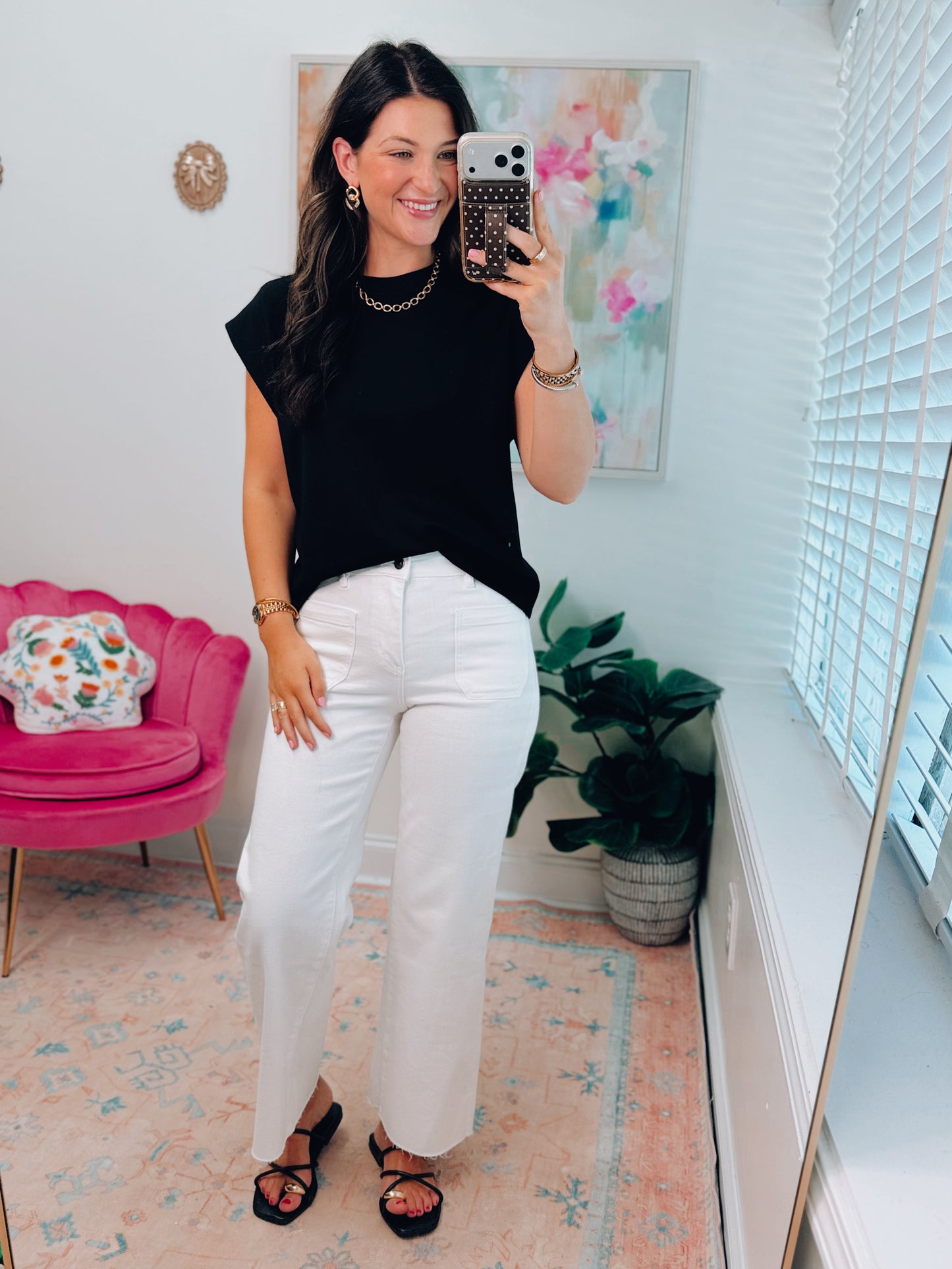 Mica White HR Wide Leg Crop Denim