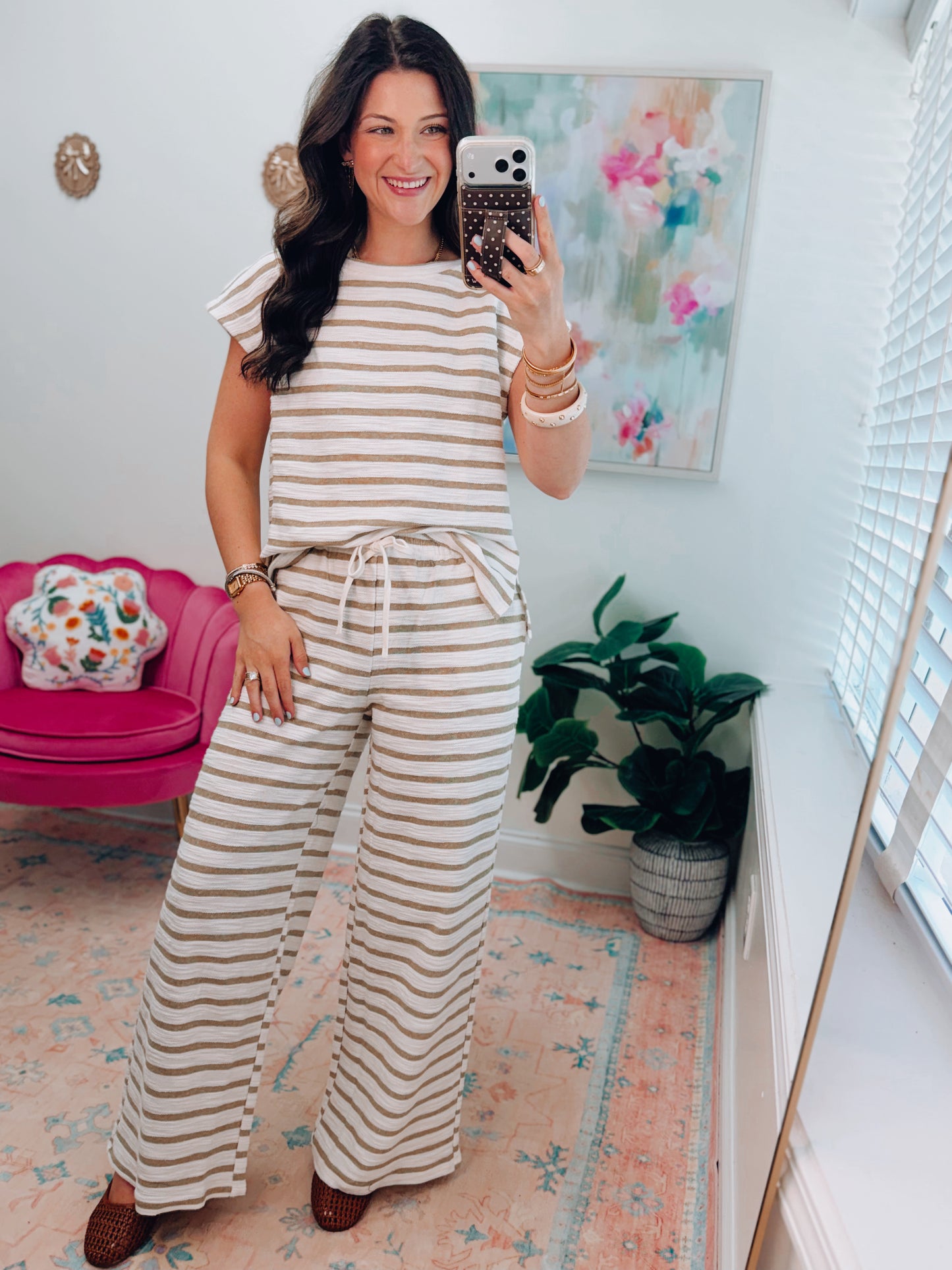 Ila Knit Striped Olive Coastal Set