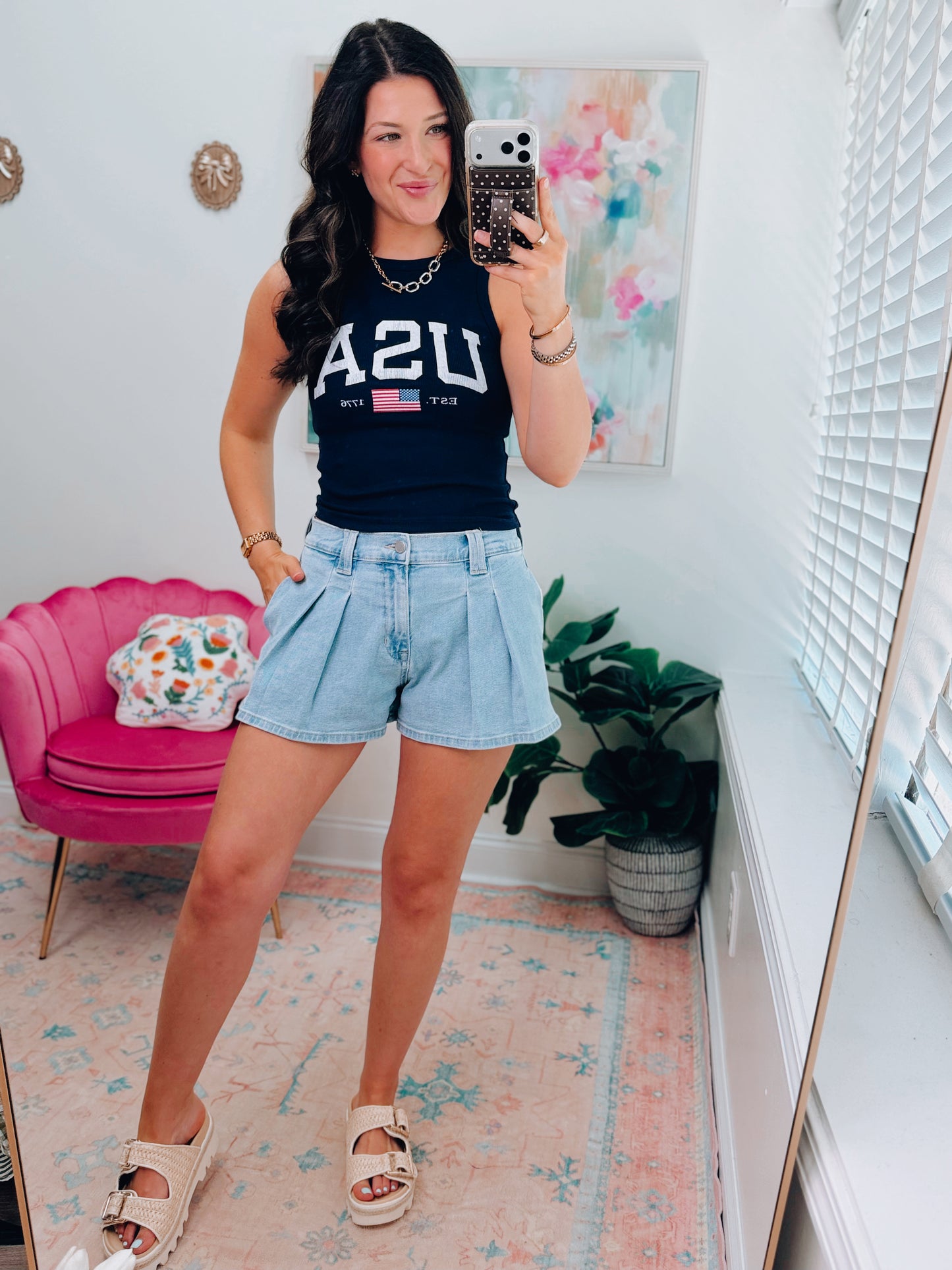 USA Flag Ribbed Tank